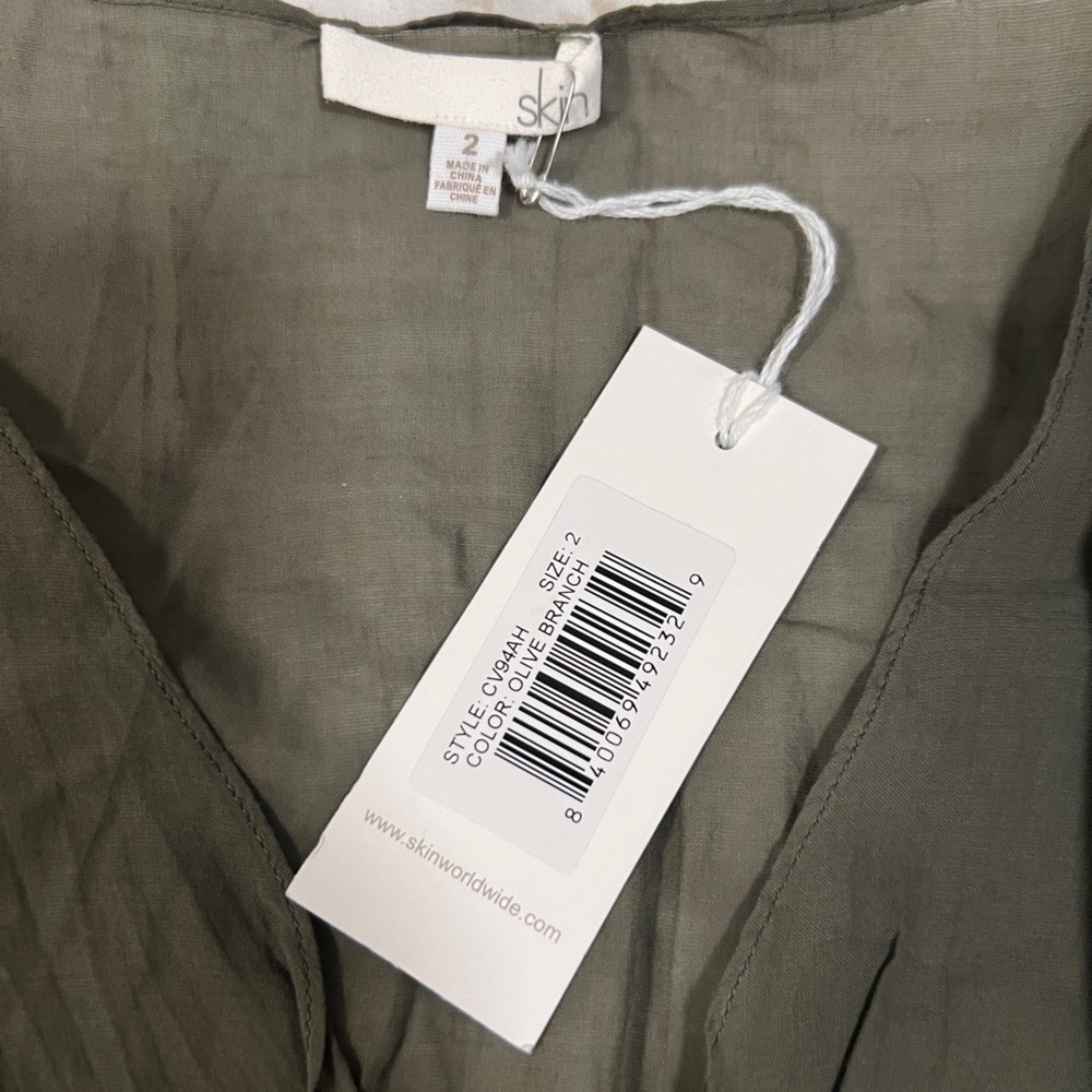 New with tags Skin dress coverup in Olive Branch.  Size 2 = medium - Picture 6 of 6